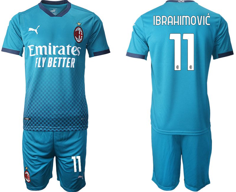 Men 2020-2021 club AC milan away #11 blue Soccer Jerseys->ac milan jersey->Soccer Club Jersey